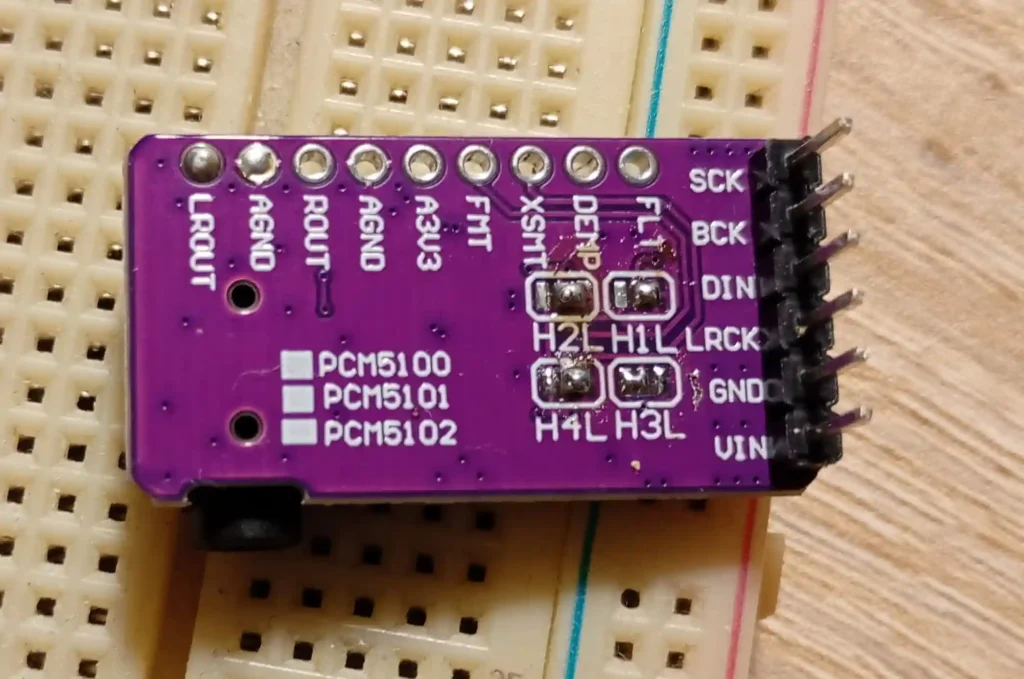 DAC PCM5102 ustawienie zworek